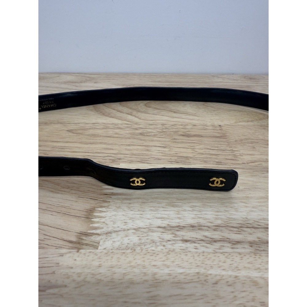 Authentic CHANEL Vintage 1996 Belt Leather Coco Mark/Black Belt Sz 65/26 CC Logo - Picture 14 of 16